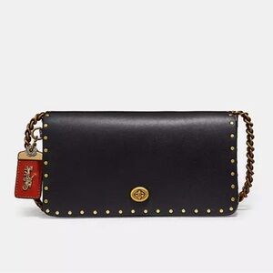 COACH Dinky With Rivets And Snakeskin Detail